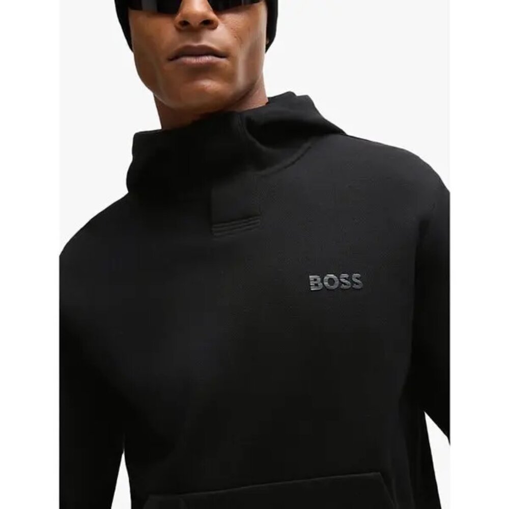hugo boss  brand-appliqué regular-fit cotton-blend hoody